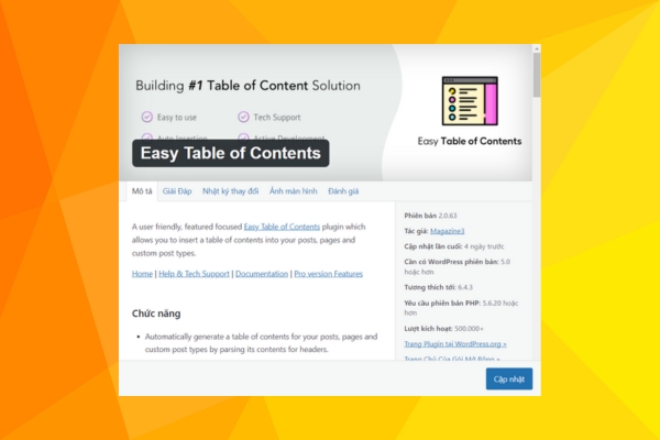 Hình ảnh: Plugin table of content easy
